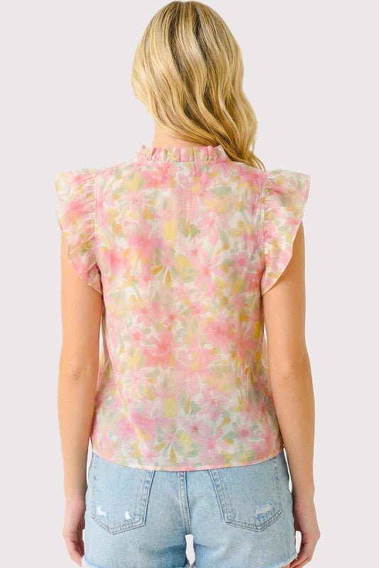 Coral & Peach Floral Printed Top - The Nines