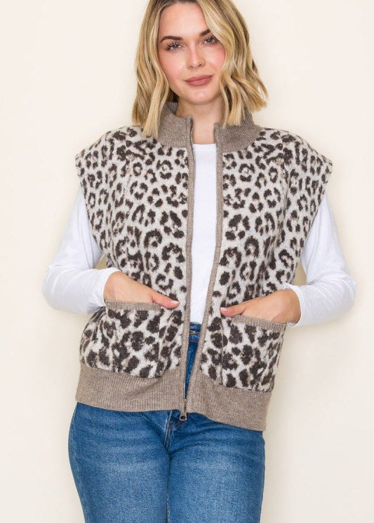 Leopard Sweater Vest - 2 Colors! - The Nines