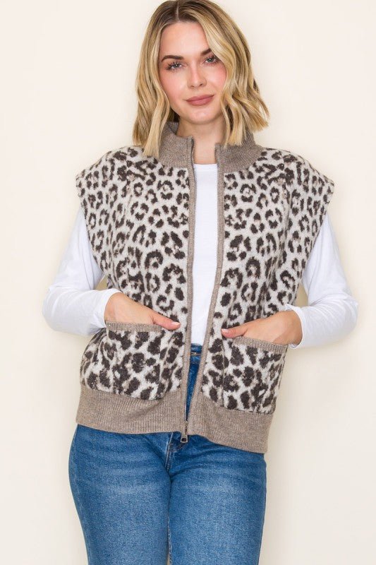 Leopard Sweater Vest - 2 Colors! - The Nines