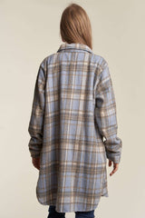 Blue Savoring The Moments Long Plaid Shacket