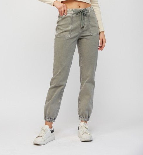 MICA High Rise Crop Ash Olive Gray Jogger - The Nines