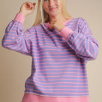 Pink & Lavender Striped Sweatshirt - FINAL SALE! - The Nines