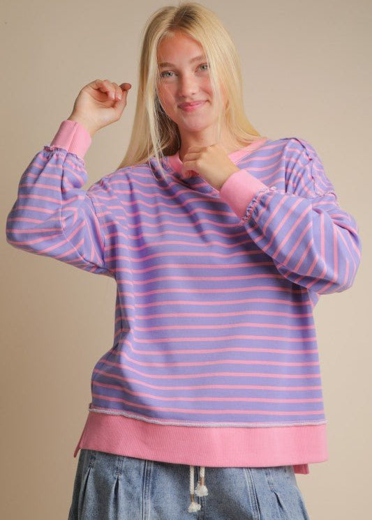 Pink & Lavender Striped Sweatshirt - FINAL SALE! - The Nines