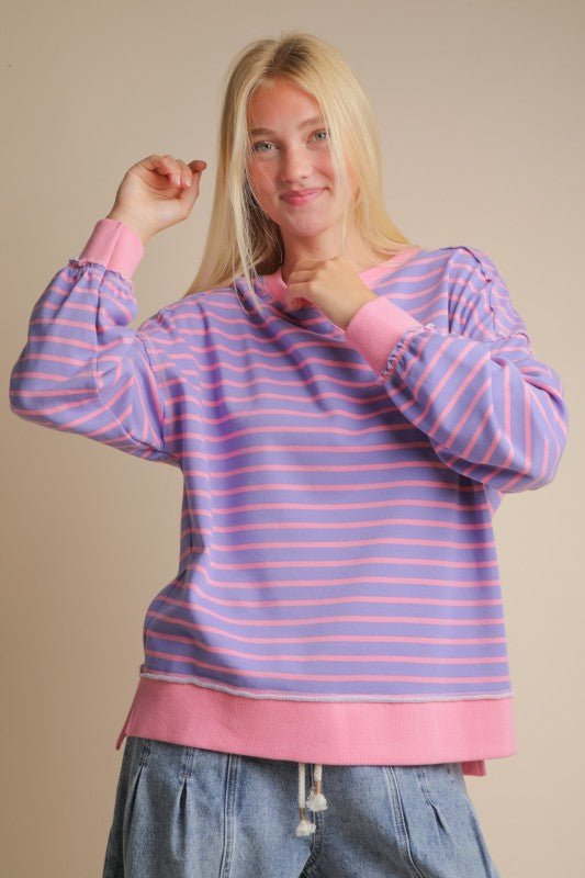 Pink & Lavender Striped Sweatshirt - FINAL SALE! - The Nines