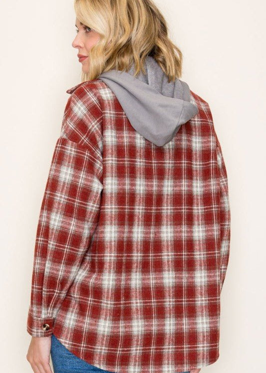 Layered French Terry & Plaid Shacket - FINAL SALE! - The Nines