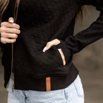 Black Ampersand Quilted Bomber with Thumbholes - The Nines