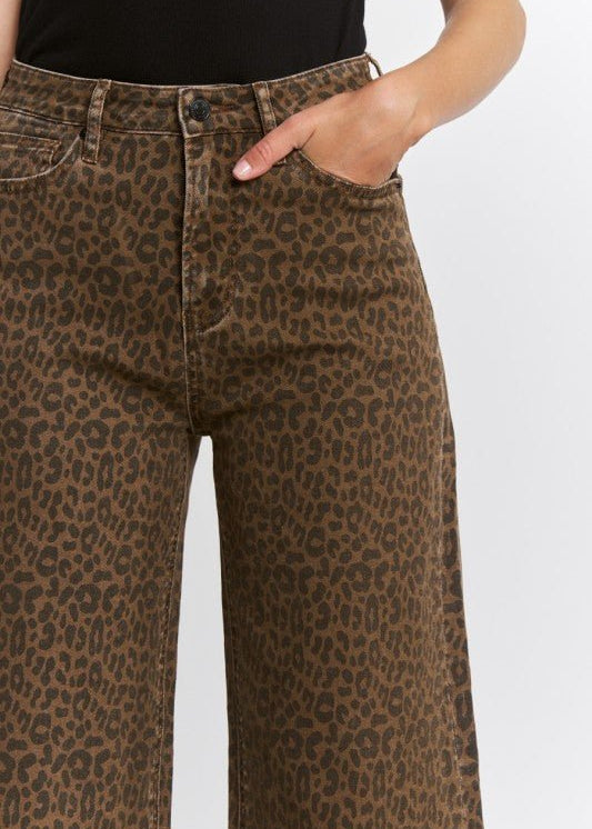Mica Leopard Wide Leg Jean - The Nines