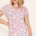 Comfy Floral V - neck Jersey Tee - 2 Colors! - The Nines