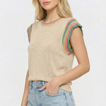 Natural Colorful Sleeve Knit Top - The Nines