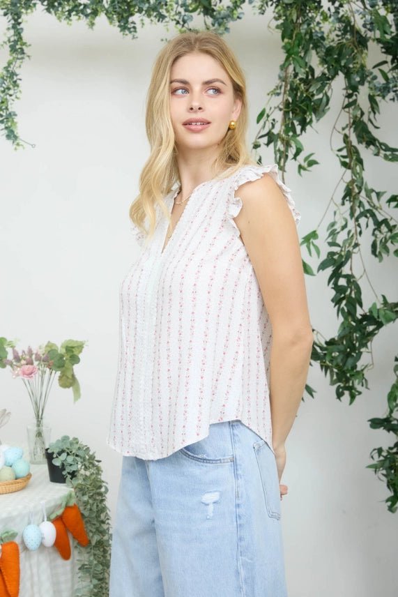 Pink Floral Striped Top - The Nines