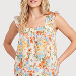 Yellow Floral Square Neck Top - The Nines