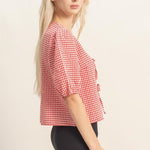 Gingham Tie Top - 2 Colors! - The Nines