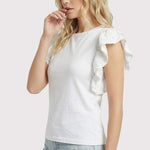 White Eyelet Lace Trim Top - The Nines