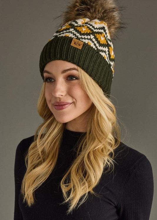 Olive, Mustard & Cream Pom Hat - The Nines