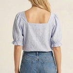 Light Blue Smocked Detail Top - The Nines
