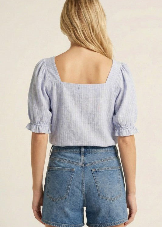 Light Blue Smocked Detail Top - The Nines