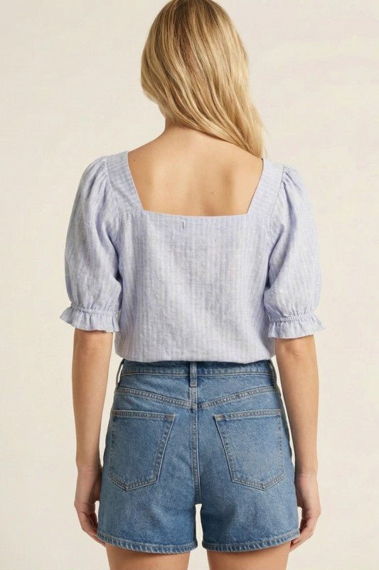 Light Blue Smocked Detail Top - The Nines