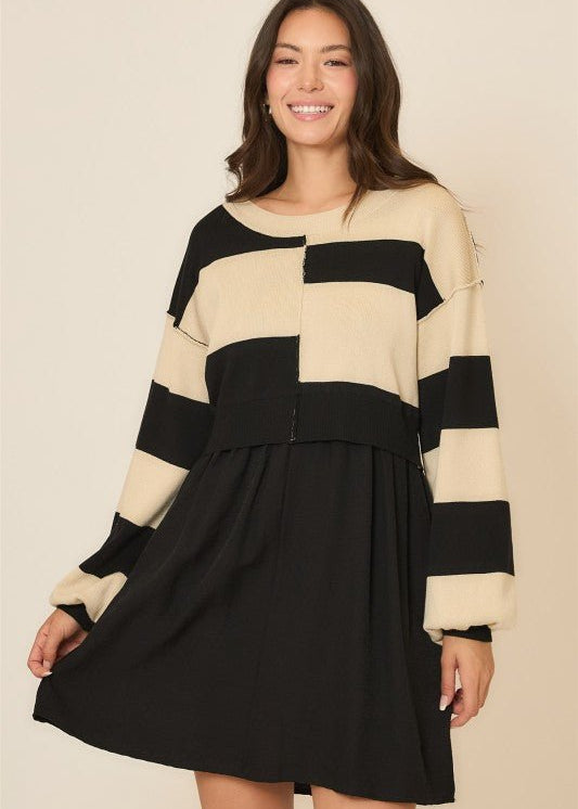 Contrast Sweater Dress - The Nines