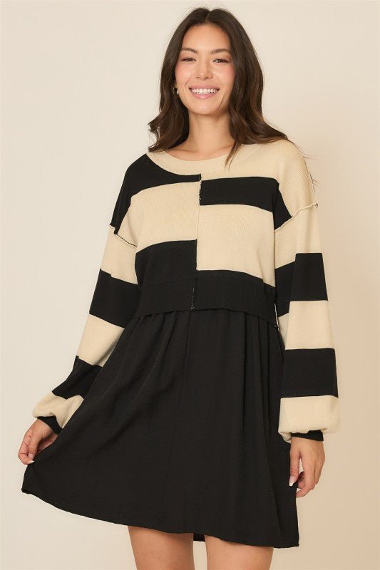 Contrast Sweater Dress - The Nines