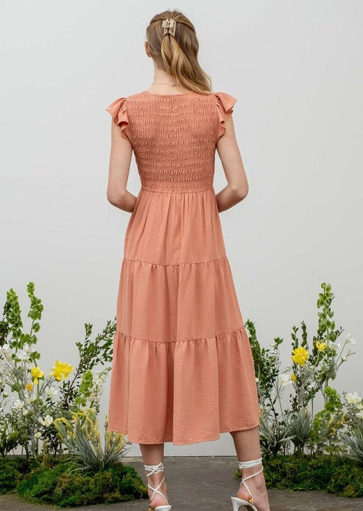 Flutter Sleeve Midi Dress - 4 Colors!