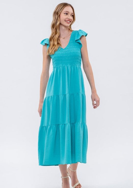 Flutter Sleeve Midi Dress - 4 Colors!