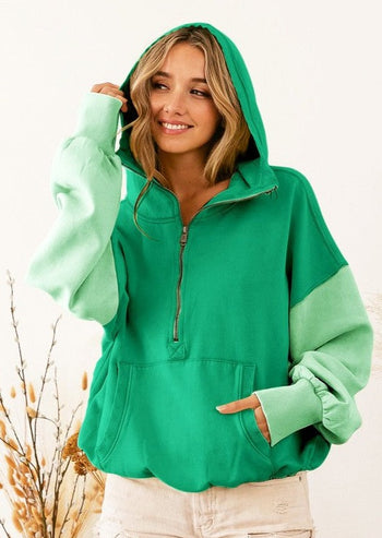 Green Colorblock Sweatshirt