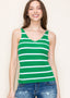 Green & Ivory Striped Tank Top