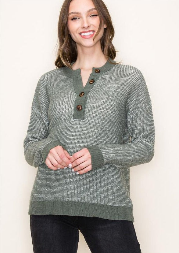 Henley Button Sweaters - 2 colors!