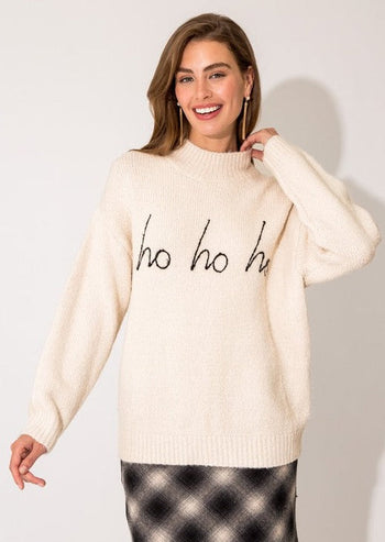 Ho Ho Ho Mock Neck Sweater - 2 Colors!