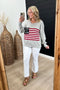 Flag Crochet Gray Sweater Top