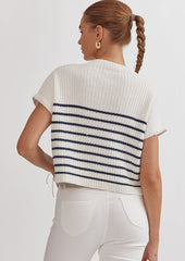 Navy Striped Sweater Top