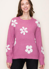 FINAL SALE - Pink & Ivory Floral Sweater