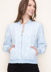 Blue Floral Embroidered Jacket