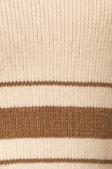 Cream & Brown Striped Relaxed Sweater