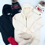 Textured Sleeve Zip Up Hoodie - 2 Colors! - The Nines