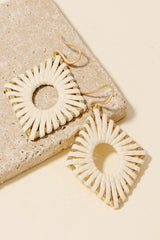 Faux Leather Wrapped Diamond Earrings - 3 Colors!