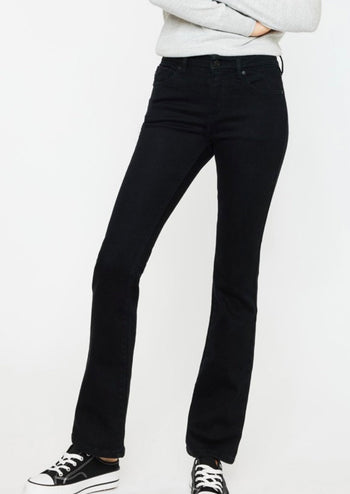 Kan Can Black Fleece Lined Mid Rise Baby Bootcut Jeans