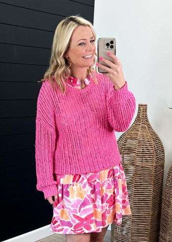 Pink Semi Sheer Summer Sweater