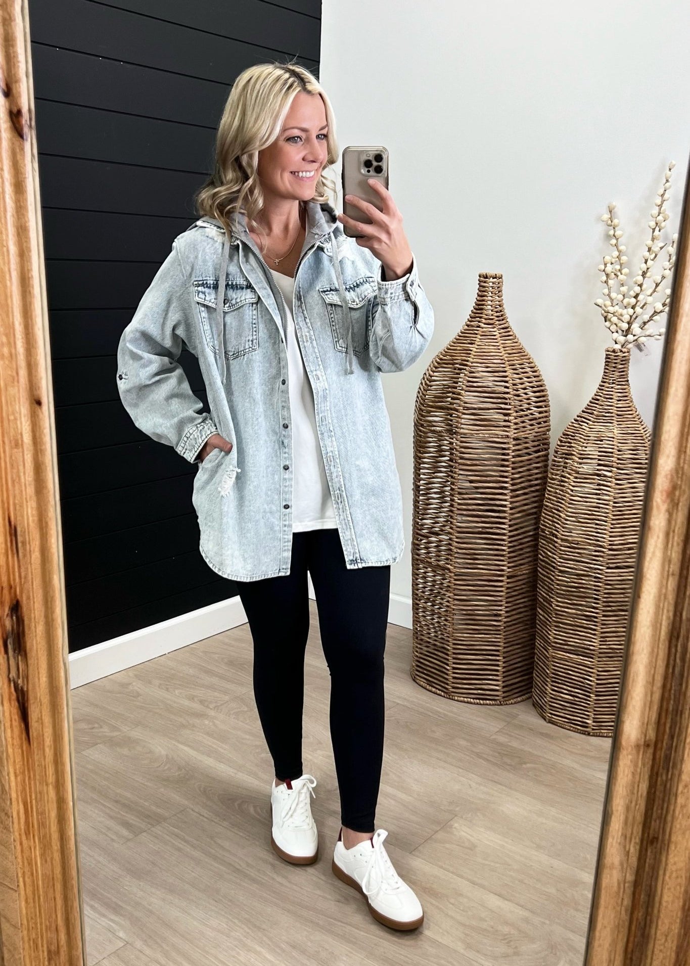 Hooded Denim Pocket Shacket - The Nines
