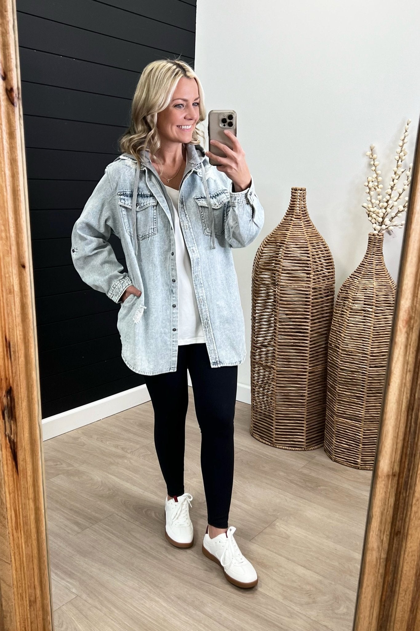 Hooded Denim Pocket Shacket - The Nines
