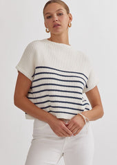 Navy Striped Sweater Top