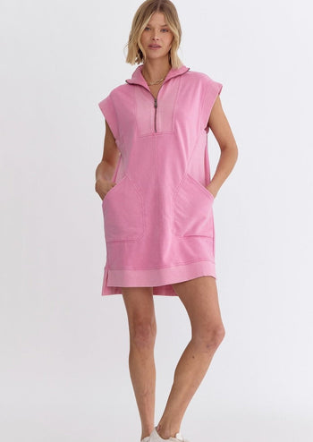 Mineral Washed Zip Up Pocket Dresses - 3 Colors!