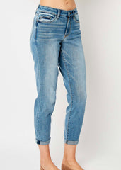 Judy Blue Mid Rise Slim Fit Cuffed Jeans