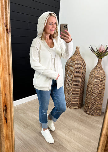 Beach Me Up Mixed Media Hooded Cardigans - 2 Colors!
