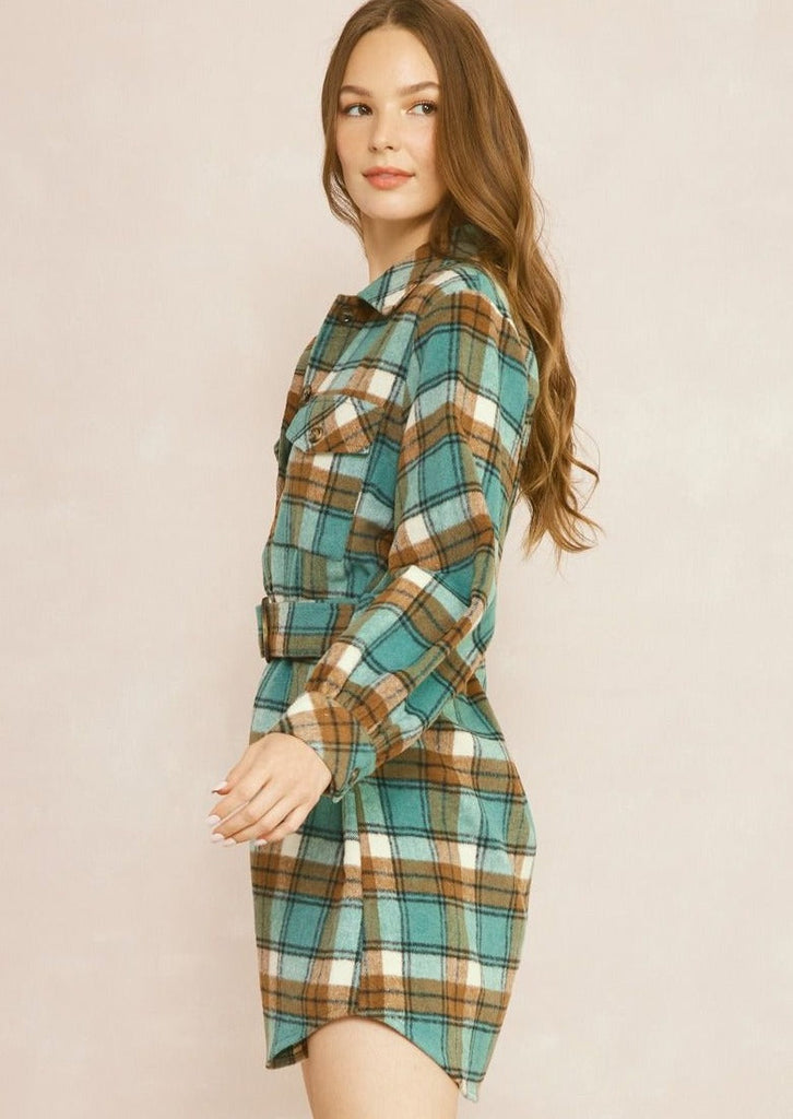 Home For The Holidays Plaid Belted Dress