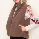 Brown Reversible Puffer Vest - The Nines