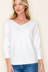 Rhinestone Dolman 3/4 Sleeve Top - 2 Colors!