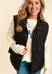 FINAL SALE - High Neck Snap Quilted Puffer Vests - 3 Colors!