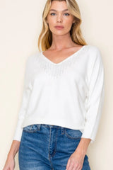 Rhinestone Dolman 3/4 Sleeve Top - 2 Colors!
