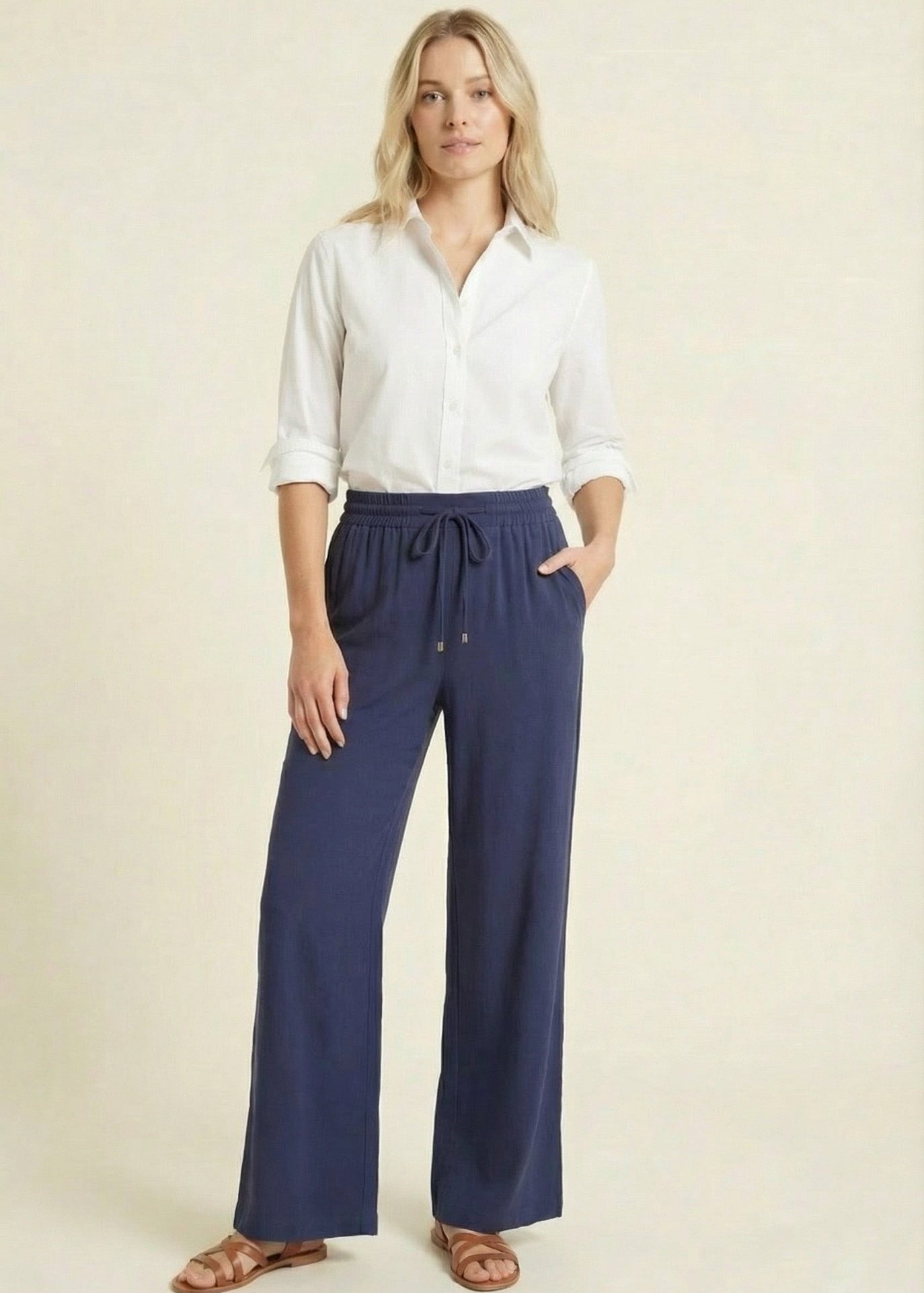 Launa Drawstring Linen Pants - 2 Colors! - The Nines